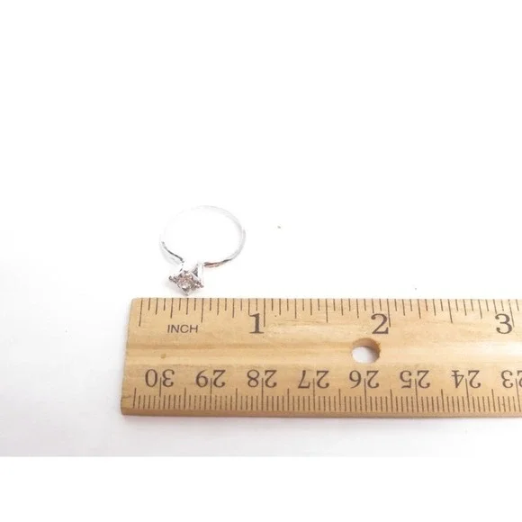 Vintage signed 18K HGE ESPO White Gold plated Solitary Ring - Picture 7 of 7